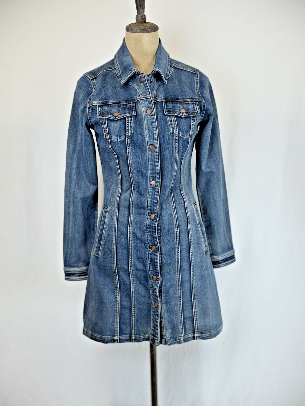 NWT Dear John Gabrielle Blue Denim Dress / Jacket XS #0396